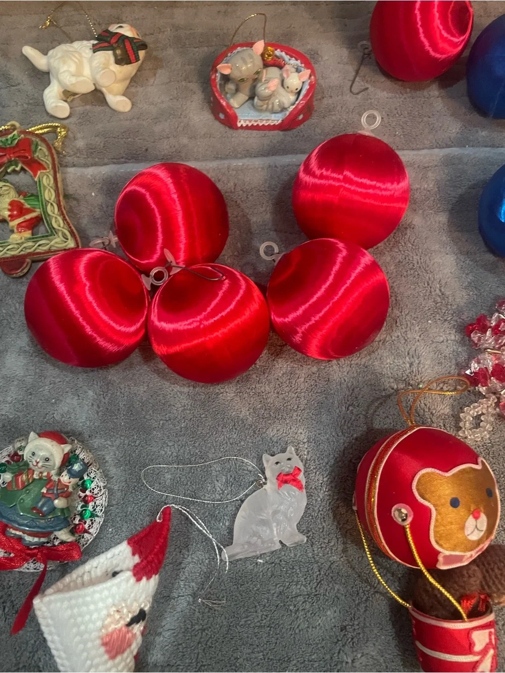 Vintage Christmas Ornaments Silk And Plastic Ketchy Lot